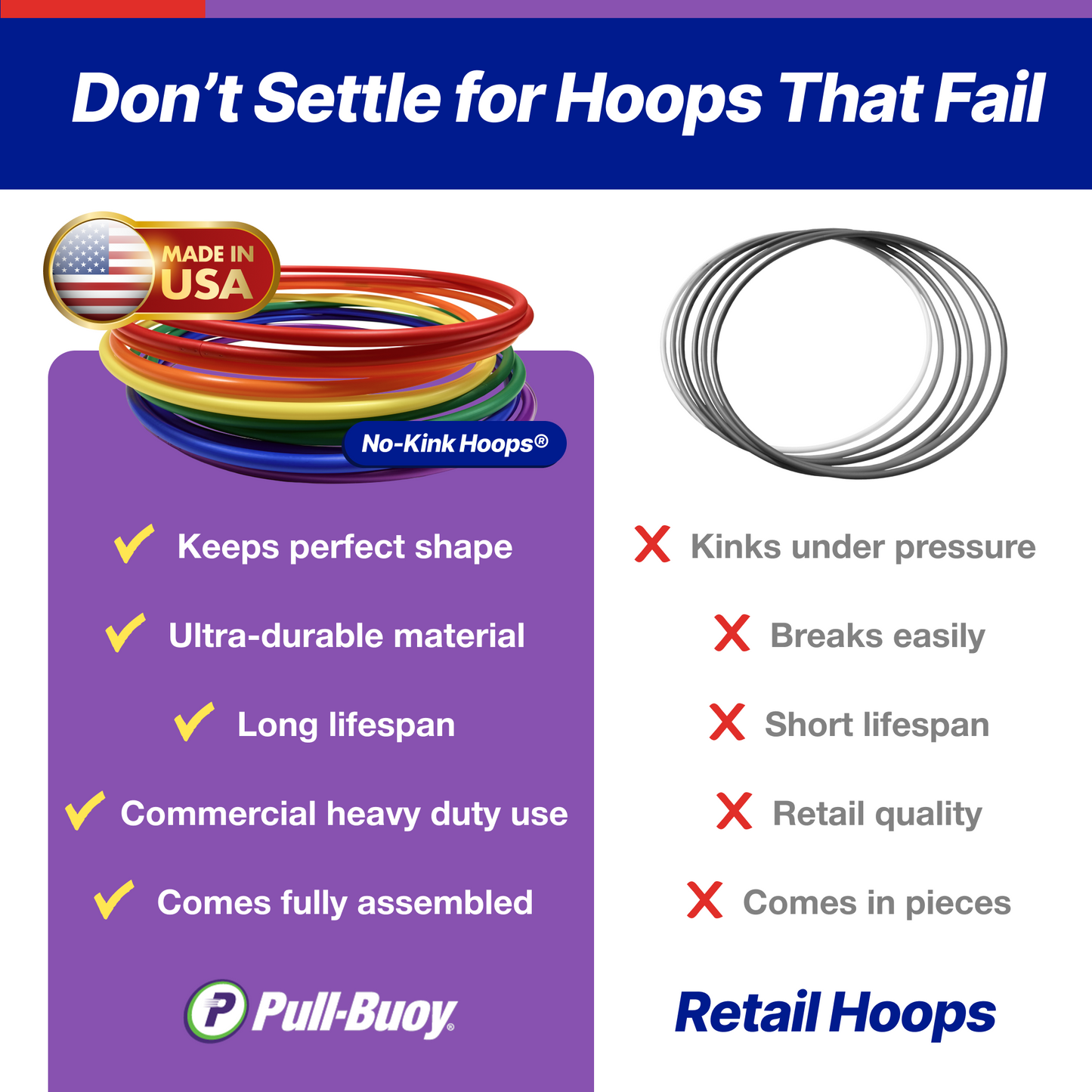 No-Kink Hula Hoops for Kids – Ultra Durable, Lightweight & Flexible, 6 Bright Colors, 12-Pack, Bulk Pack for Play & Fitness