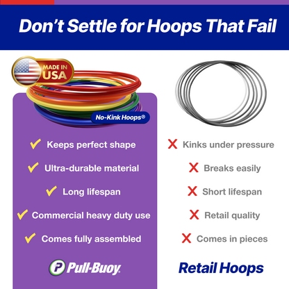 No-Kink Hula Hoops for Kids – Ultra Durable, Lightweight & Flexible, 6 Bright Colors, 12-Pack, Bulk Pack for Play & Fitness