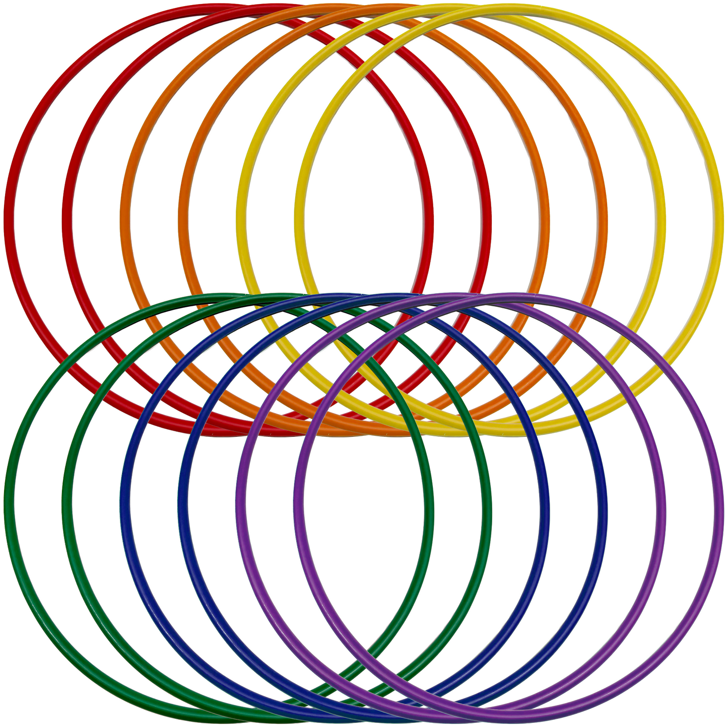 No-Kink Hula Hoops for Kids – Ultra Durable, Lightweight & Flexible, 6 Bright Colors, 12-Pack, Bulk Pack for Play & Fitness