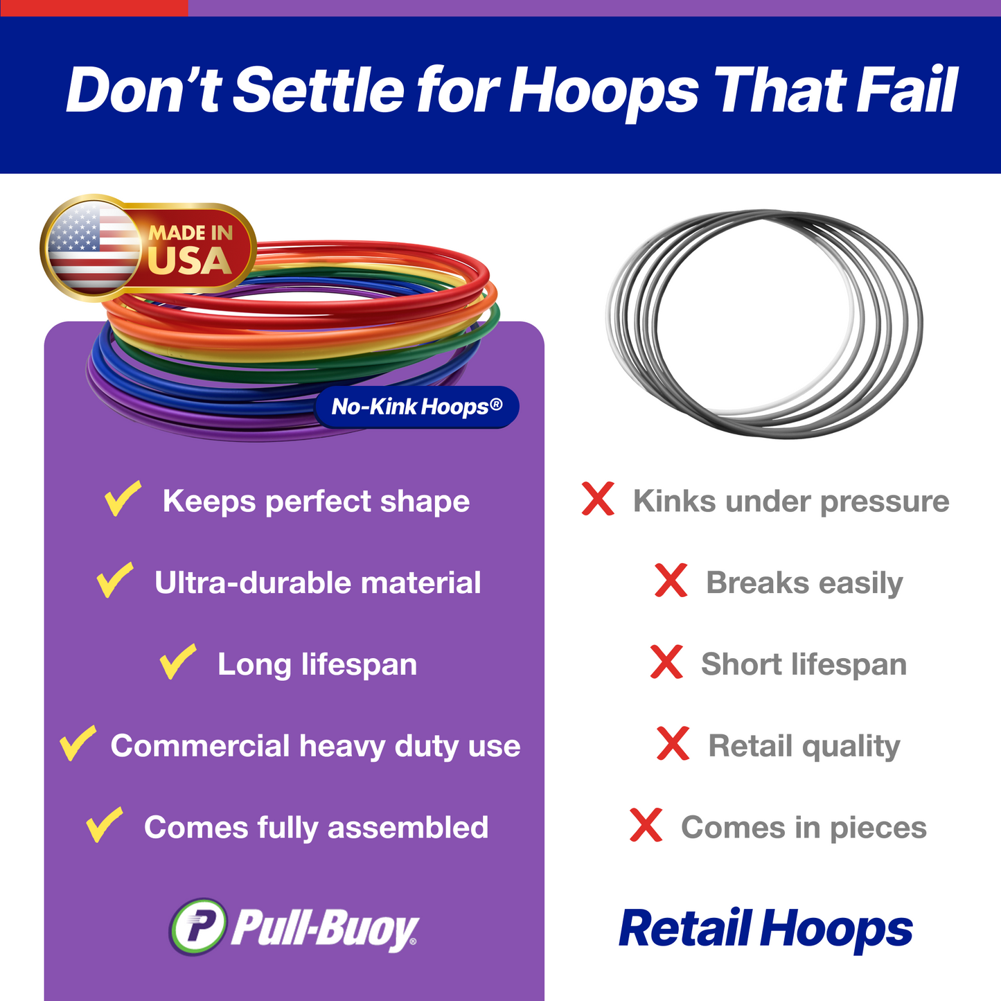 No-Kink Hula Hoops for Kids – Ultra Durable, Lightweight & Flexible, 6 Bright Colors, 12-Pack, Bulk Pack for Play & Fitness