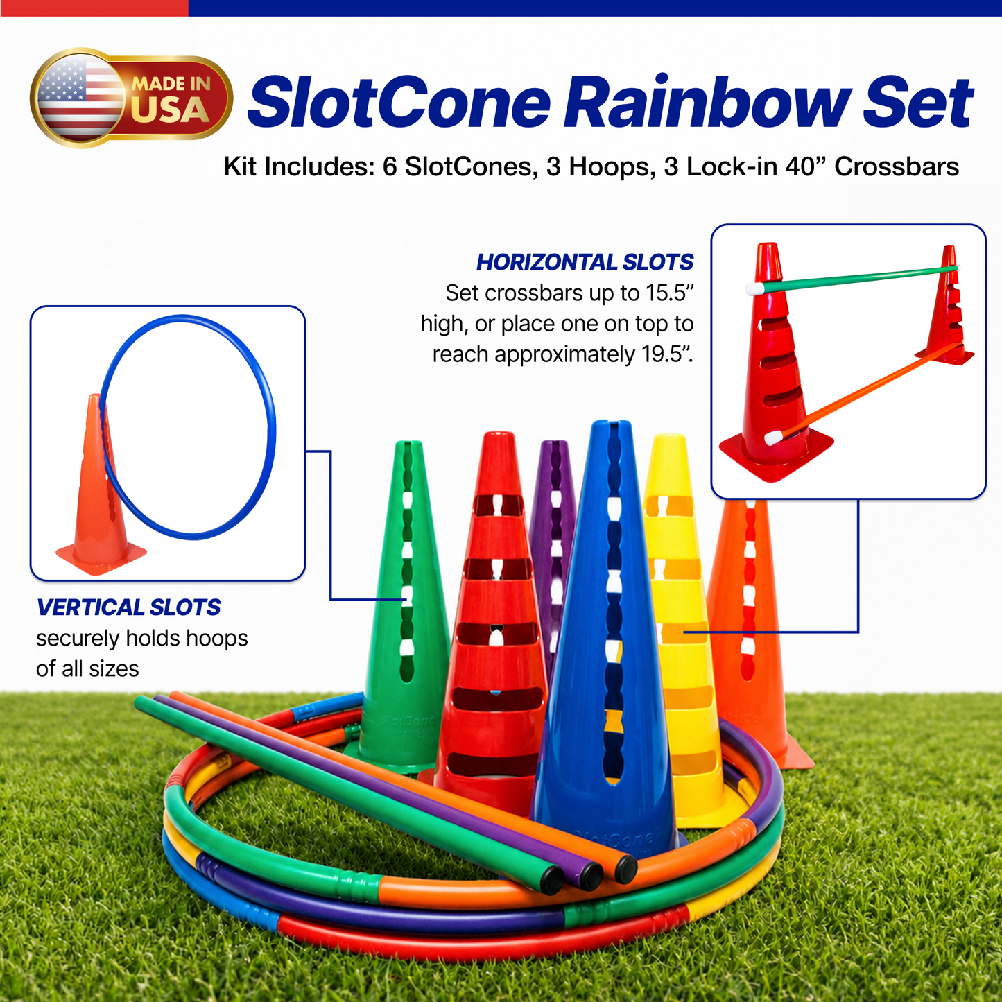 SlotCones Multi-Use Agility Cones for School PE Programs