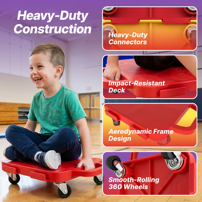 Connect-A-Scooters Board – Interlocking Team Scooter for Group Play & PE Activities