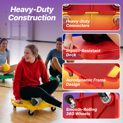 Connect-A-Scooters Board – Interlocking Team Scooter for Group Play & PE Activities