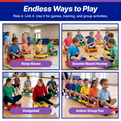 Connect-A-Scooters Board – Interlocking Team Scooter for Group Play & PE Activities