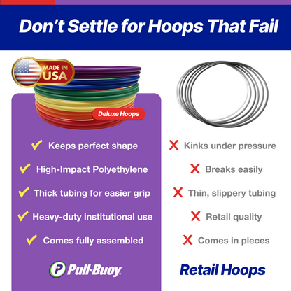 Deluxe Hula Hoops for Kids – Durable, Lightweight & Flexible, 6 Bright Colors, 12-Pack, Bulk Pack for Play & Fitness