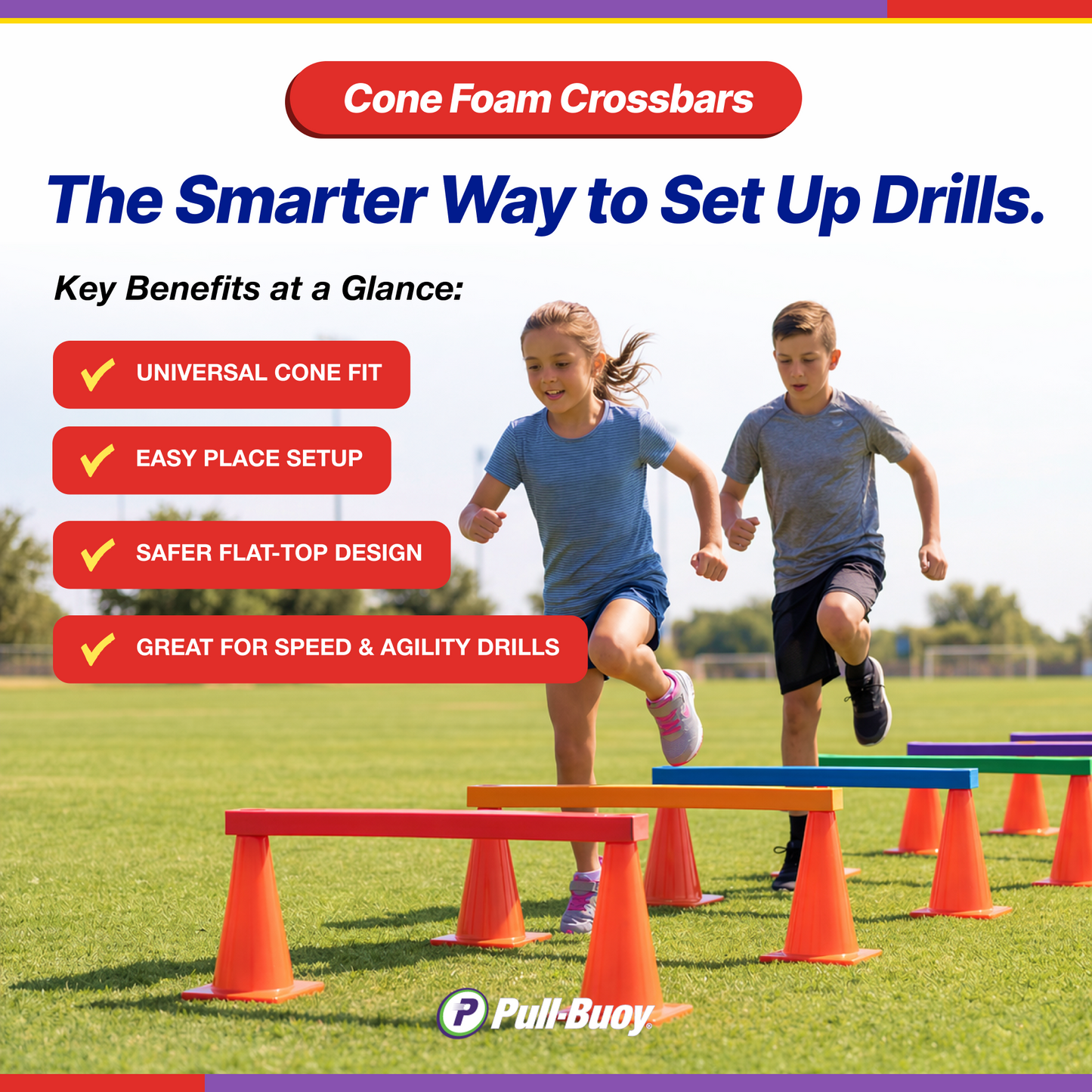 Pull-Buoy Cone Foam Crossbars Set – Soft Foam Agility Crossbars for Kids PE, Obstacle Courses & Training Drills