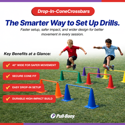 Drop-In Cone Crossbar – 40” Wide Training Hurdle Bar for Speed & Agility Drills (Set of 6)