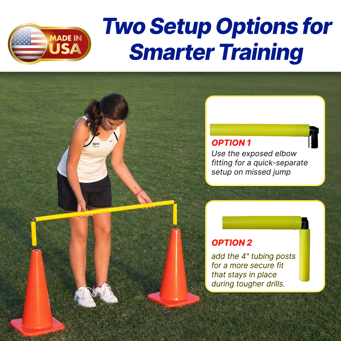 Drop-In Cone Crossbar – 40” Wide Training Hurdle Bar for Speed & Agility Drills (Set of 6)