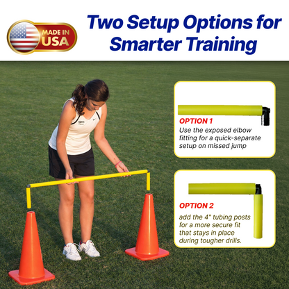 Drop-In Cone Crossbar – 40” Wide Training Hurdle Bar for Speed & Agility Drills (Set of 6)