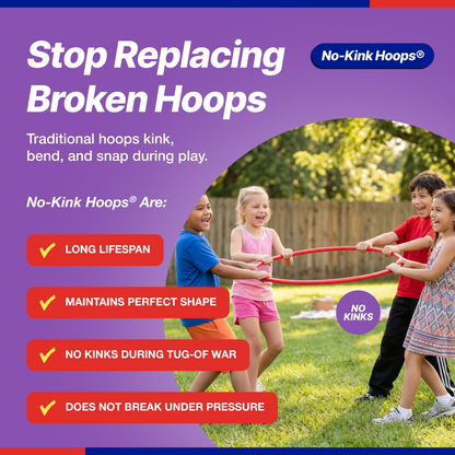 No-Kink Hula Hoops for Kids – Ultra Durable, Lightweight & Flexible, 6 Bright Colors, 12-Pack, Bulk Pack for Play & Fitness