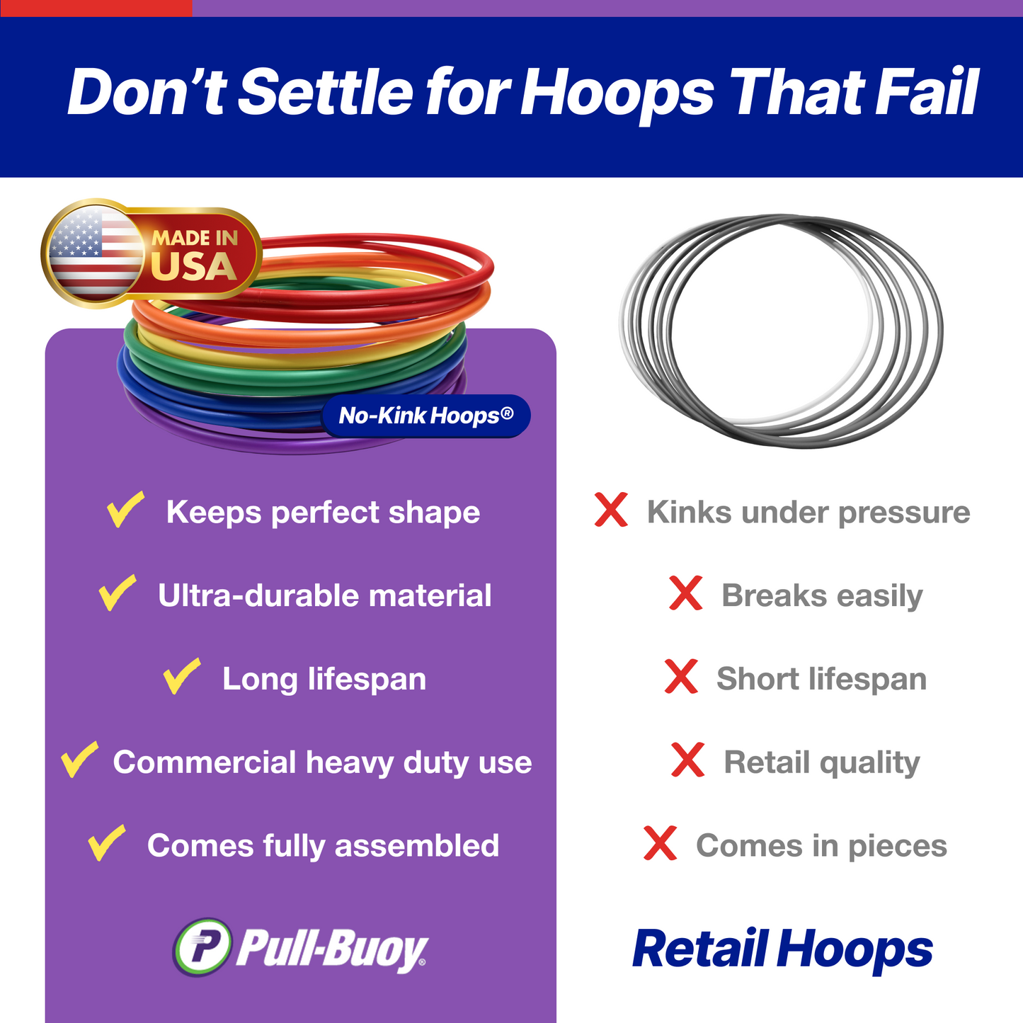 No-Kink Hula Hoops for Kids – Ultra Durable, Lightweight & Flexible, 6 Bright Colors, 12-Pack, Bulk Pack for Play & Fitness
