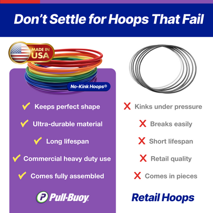 No-Kink Hula Hoops for Kids – Ultra Durable, Lightweight & Flexible, 6 Bright Colors, 12-Pack, Bulk Pack for Play & Fitness