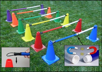 Ultimate Breakaway ConeCrossbars – Magnetic Agility Training Bars for Cones, 1” x 36” High Impact Plastic  (Set of 6)