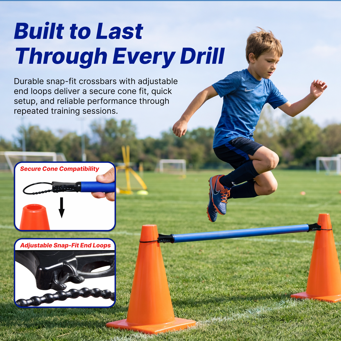 Ultimate ConeCrossbar Hurdles – Adjustable Agility Training Bars for Cones, Speed & Agility Training Equipment (Set of 6)