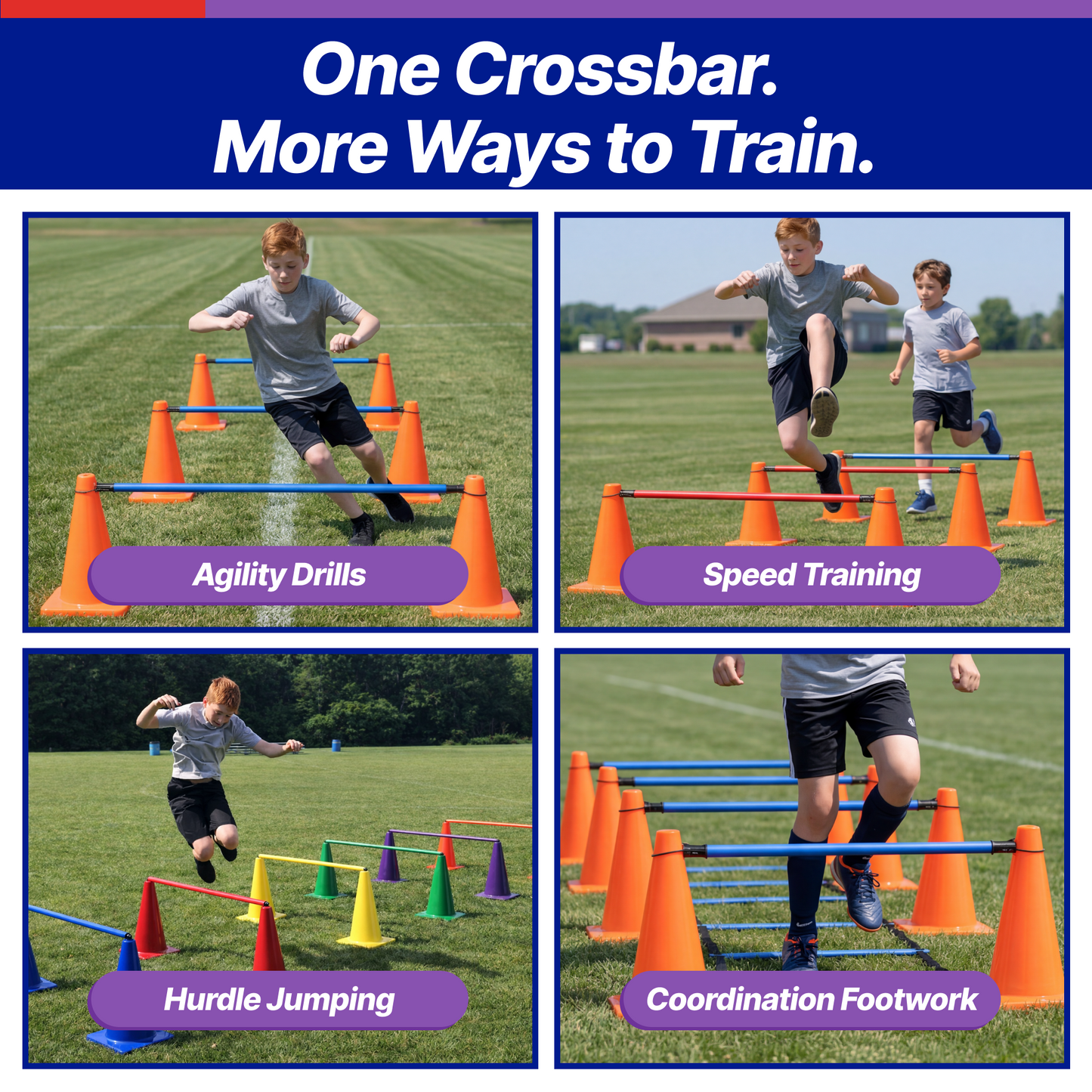 Ultimate ConeCrossbar Hurdles – Adjustable Agility Training Bars for Cones, Speed & Agility Training Equipment (Set of 6)