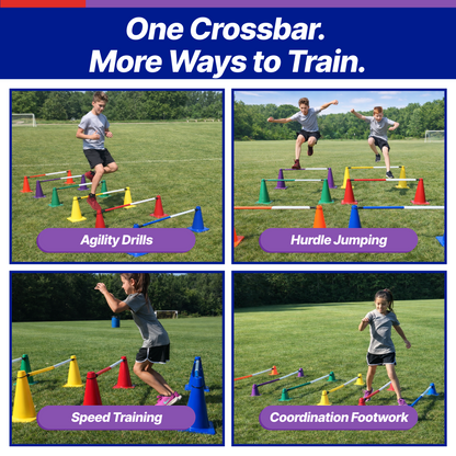 Ultimate Breakaway ConeCrossbars – Magnetic Agility Training Bars for Cones, 1” x 36” High Impact Plastic  (Set of 6)